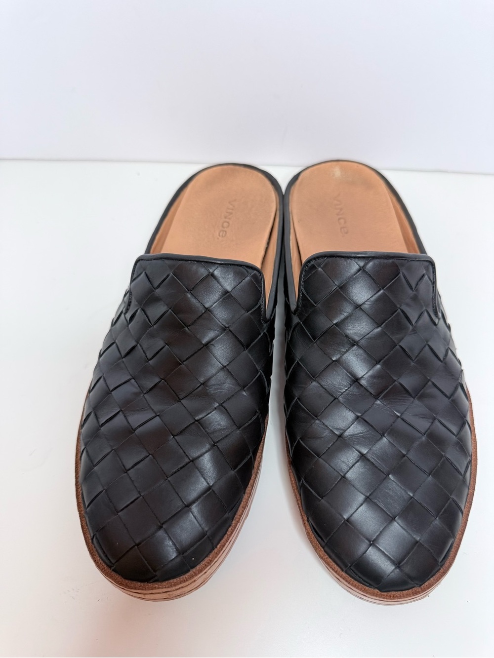Vince Black Woven Leather Mule Slip-On Loafers Size 9 - Picture 2 of 8